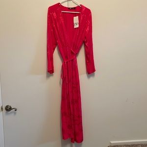 Zara long sleeve wrap dress